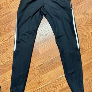 Black Athletic Track Pants with White Stripes